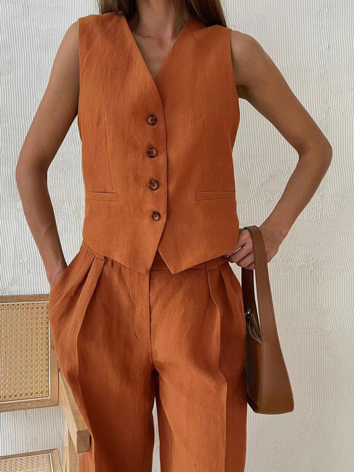 Stijlvolle Katoenen & Linnen Broek Set Voor Modebewuste Vrouwen – Ademend, Lichtgewicht & Ideaal Voor Zomerse Uitstapjes.