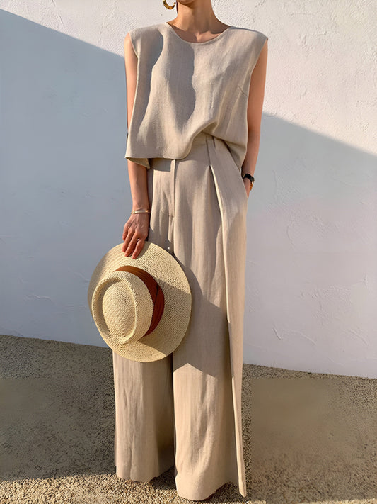 Linnen Mix Casual Broek Set Voor De Modebewuste Vrouw – Ademend, Lichtgewicht & Ideaal Voor Zomerse Dagen En Casual Uitstapjes.