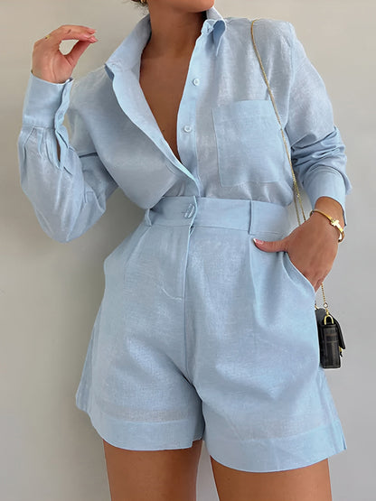 Lange Mouwen Losse Korte Set Voor Modebewuste Dames – Elegante Stof, Trendy Kleuren & Ultiem Comfort Voor Elke Gelegenheid.