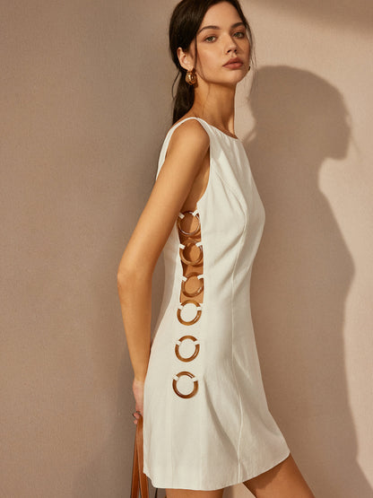 O-Ring Uitsnijding Mouwloos Jurk Voor De Modebewuste Vrouw – Elegant Design, Ademend Materiaal & Perfect Voor Avonduitjes Of Feestelijke Gelegenheden.