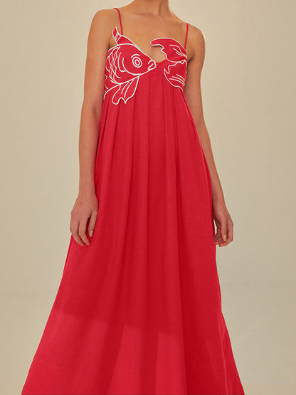 Elegante Semi-Doorzichtige Cami Jurk Voor De Modebewuste Vrouw – Geborduurd Detail, Lichtgewicht Materialen & Perfect Voor Zomerse Avonden.