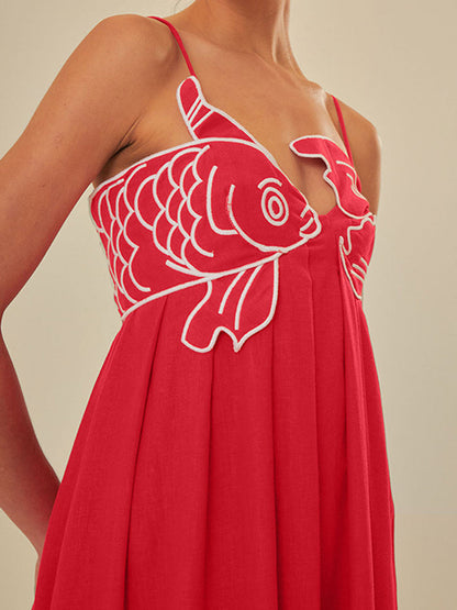 Elegante Semi-Doorzichtige Cami Jurk Voor De Modebewuste Vrouw – Geborduurd Detail, Lichtgewicht Materialen & Perfect Voor Zomerse Avonden.