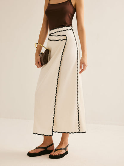 Elegante Midi Rok Van Katoen En Linnen Voor Modebewuste Vrouwen – Ademend, Lichtgewicht & Perfect Voor Zomerse Outfits En Speciale Gelegenheden.