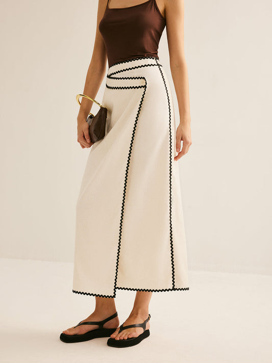 Elegante Midi Rok Van Katoen En Linnen Voor Modebewuste Vrouwen – Ademend, Lichtgewicht & Perfect Voor Zomerse Outfits En Speciale Gelegenheden.
