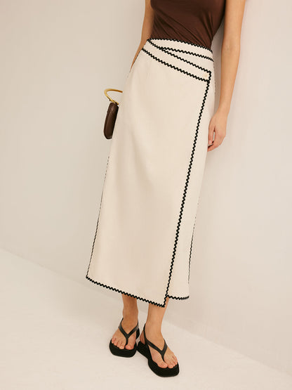 Elegante Midi Rok Van Katoen En Linnen Voor Modebewuste Vrouwen – Ademend, Lichtgewicht & Perfect Voor Zomerse Outfits En Speciale Gelegenheden.