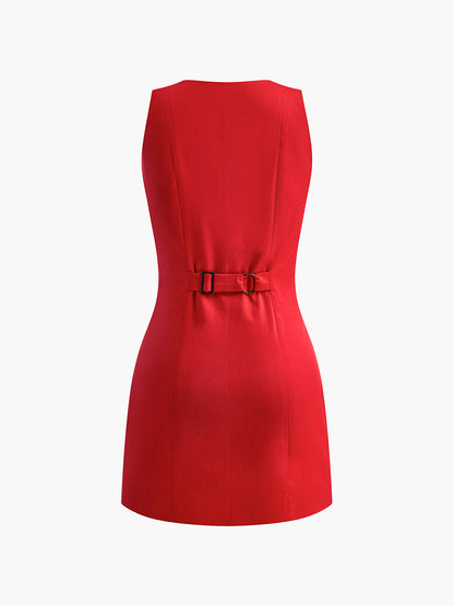 Mouwloze Mini Jurk Voor Dames – Doorknoopsluiting, Getailleerd & Zomerstatement  Gedurfd, vrouwelijk, strak – deze jurk is gemaakt o