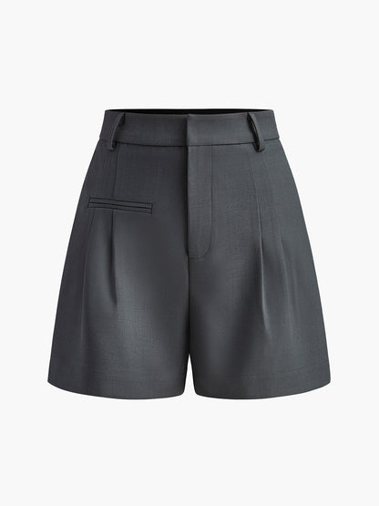 Dames Korte Broek Met Middelhoge Taille En Plissé Details – Zomer, Ademend & Perfect Voor Stijlvolle Dagelijkse Looks