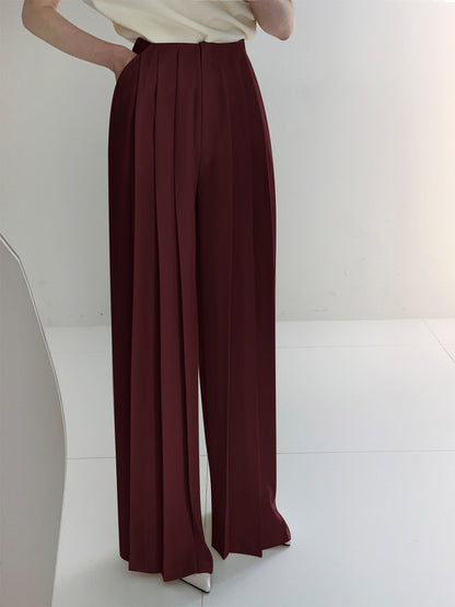 Plissé Hoge Taille Wijde Pantalon Voor Modieuze Vrouwen – Elegant Design, Comfortabele Pasvorm & Ideaal Voor Zowel Dagelijks Gebruik Als Speciale Gelegenheden.