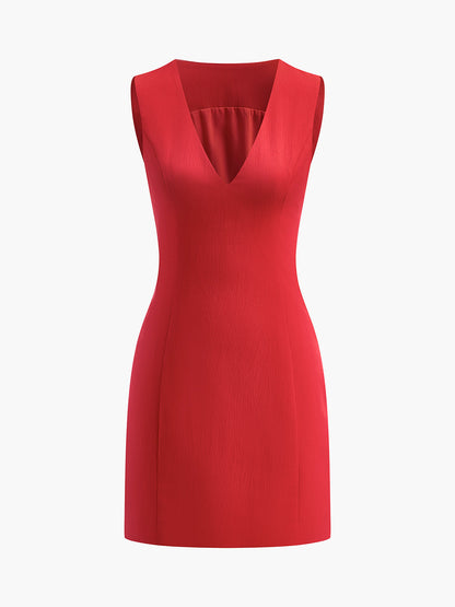 Stijlvolle V-hals Mouwloze Jurk Voor Modebewuste Vrouwen – Verfijnde Pasvorm, Luxe Stof & Perfect Voor Zomerse Avonden En Speciale Gelegenheden.