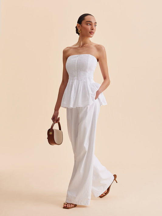 Stijlvolle Katoenen Mid-Waist Wijde Pantalon Voor Modebewuste Vrouwen – Met Ruime Zakken, Comfortabele Pasvorm & Ideaal Voor Casual En Chic Gelegenheden.