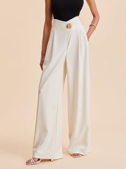 Stijlvolle Hoge Taille Wijde Pantalons Voor Modebewuste Vrouwen – Elegant Ontwerp, Zachte Stof & Veelzijdig Voor Zowel Casual Als Formele Gelegenheden.