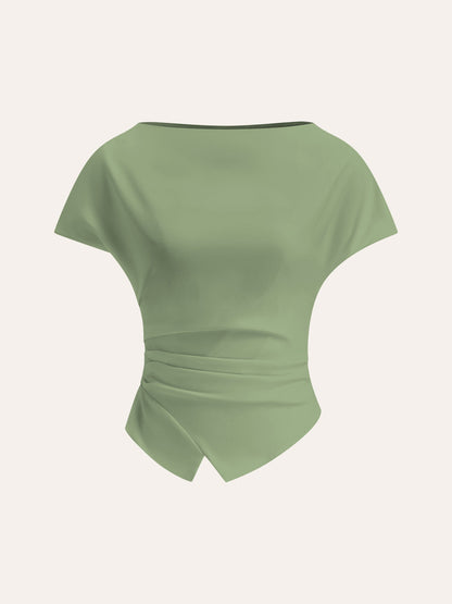 Asymmetrisch Gelaagd T-Shirt Voor Vrouwen – Elastische Stof, Modieus Design & Ideaal Voor Casual Uitjes Of Een Avondje Uit.