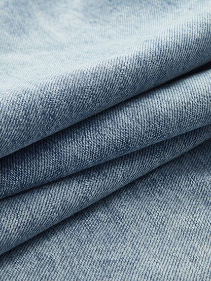 Asymmetrische Taille Wijde Jeans Voor Modebewuste Vrouwen – Katoenmix, Trendy Lichte Blauw & Zorgvuldig Ontwerp Voor Een Unieke Stijlervaring.