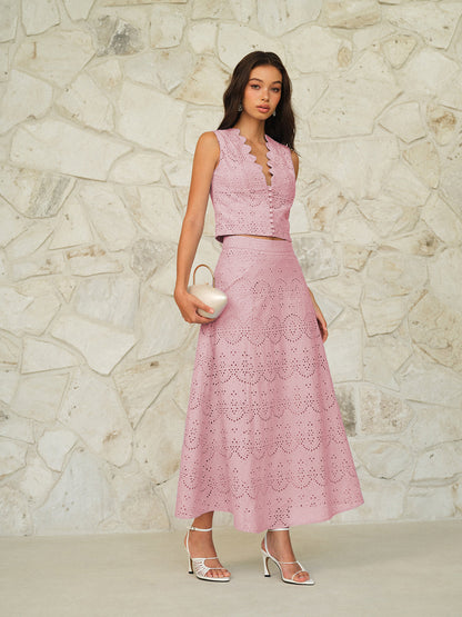 Maxi Rok Met Oogjespatroon Voor Modebewuste Vrouwen – Ademend Katoen, Stijlvolle Print & Perfect Voor Zomerse Feestjes En Casual Uitjes.