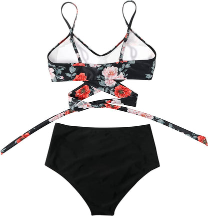 High-waist bikini met gekruiste top voor dames – corrigerende fit, verstelbaar & zomerproof