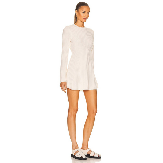 Dames Gebreide Mini-Jurk Met Lange Mouwen En Ronde Hals – Voor Herfst, Winter En Lente