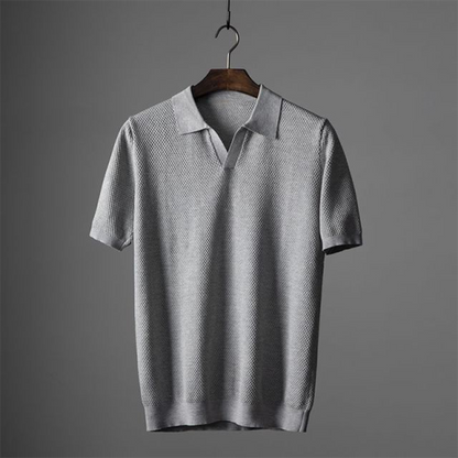 Herenpolo Met Open Kraag – Textuur, Ademend & Stretchcomfort Voor Voorjaar & Zomer