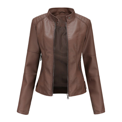 Fitted Leren Jas Met Bikerstijl
