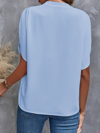 V-Hals Blouse Met Splitmouwen – Luchtige En Elegante Basic
