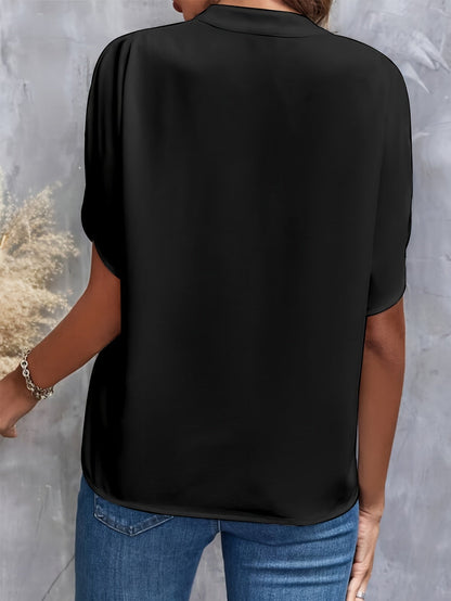 V-Hals Blouse Met Splitmouwen – Luchtige En Elegante Basic