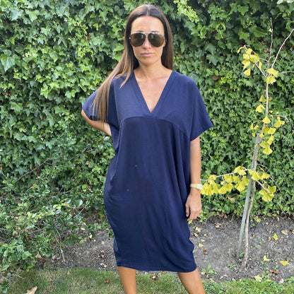 Dames Losvallende Midi-Jurk Met V-Hals En Korte Mouwen – Lente, Zomer En Casual Momenten