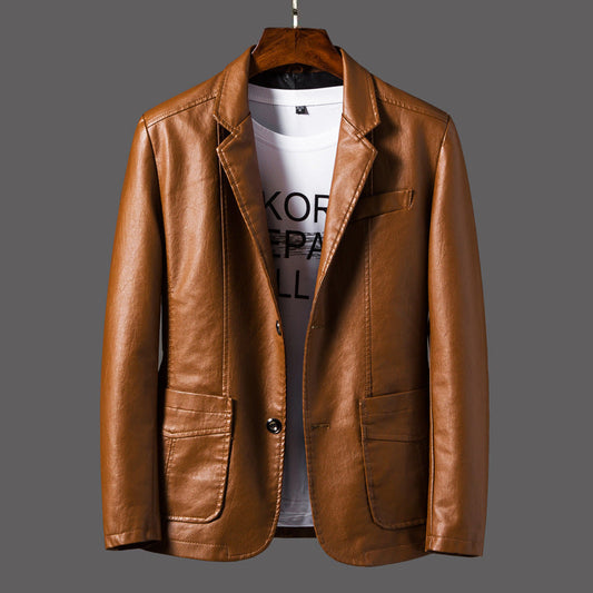 Herfst & Winter Heren Blazer Van Imitatieleer – Stijlvolle Casual Colbert Met Moderne Pasvorm
