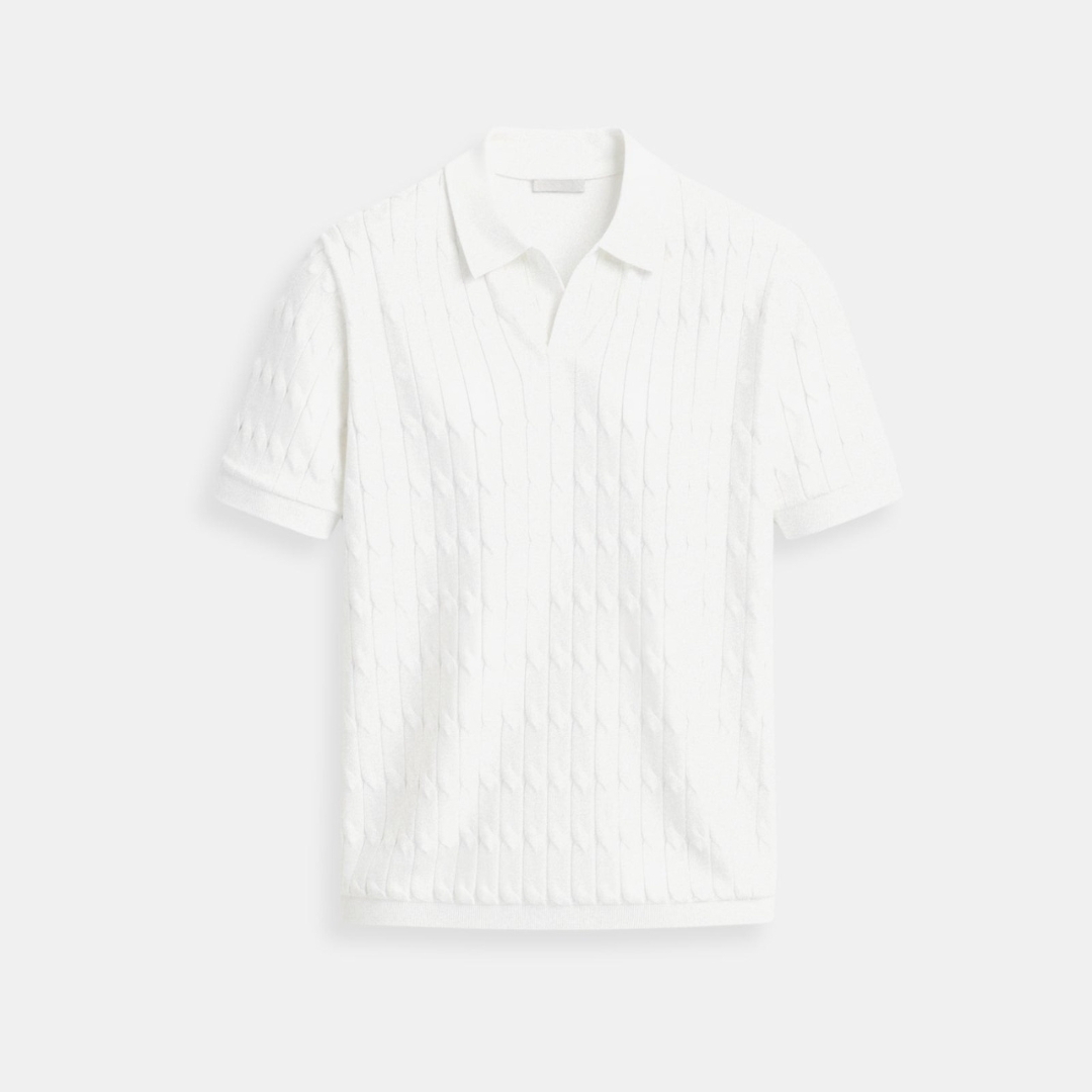 Heren polo met structuur – gebreid dessin, zachte stof & zomerse klasse