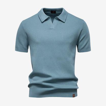 Herenpolo Met Open Kraag – Textuur, Ademend & Stretch Voor Voorjaar & Zomer
