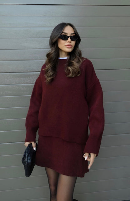 Gebreide Trui-Rok Set Voor Dames – Warme Stof, Comfort Fit & Herfststijl