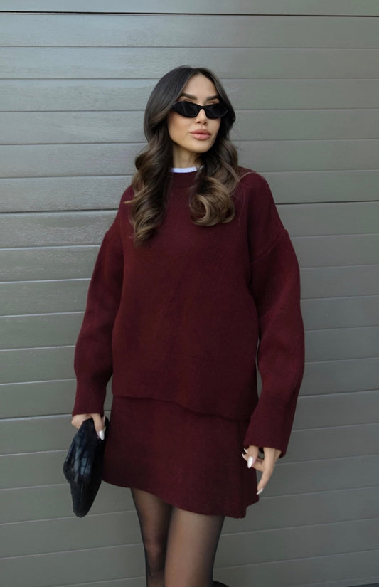Gebreide Trui-Rok Set Voor Dames – Warme Stof, Comfort Fit & Herfststijl