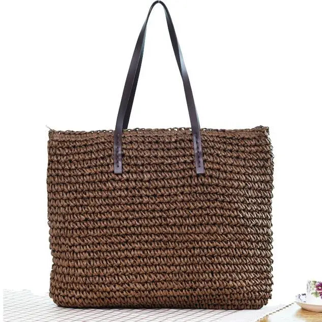 Tas Voor Dames – Grote Gevlochten Tote Bag / Shopper Met Lange Schouderhengsels Voor Strand, Vakantie & Dagelijks Gebruik (Zomer, Voorjaar)