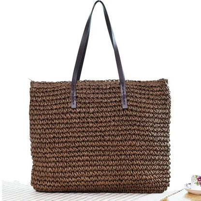 Tas Voor Dames – Grote Gevlochten Tote Bag / Shopper Met Lange Schouderhengsels Voor Strand, Vakantie & Dagelijks Gebruik (Zomer, Voorjaar)