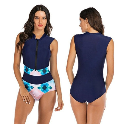 Badpak Voor Dames – Hoge Hals, Ritsdetail & Volledig Gevoerd Voor Zomercomfort