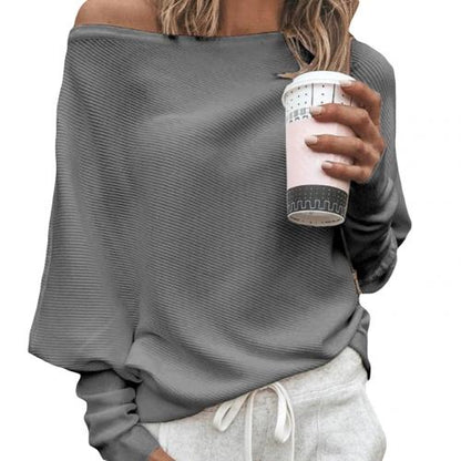 Off-Shoulder Lounge Top Met Ribstructuur – Effortless Stijl Met Comfort Op Hoog Niveau