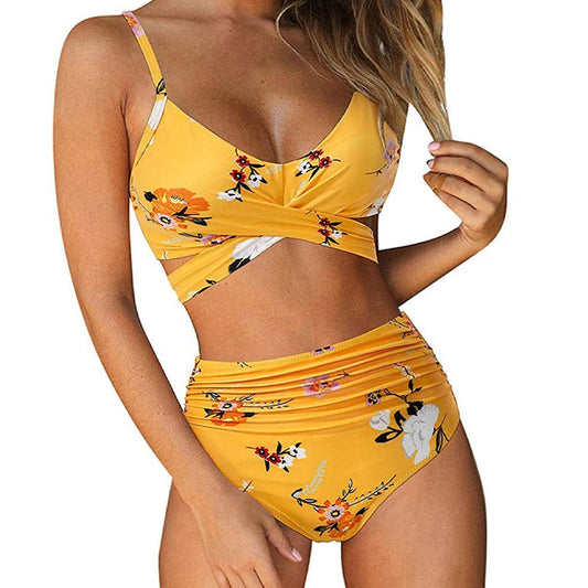 High-waist bikini met gekruiste top voor dames – corrigerende fit, verstelbaar & zomerproof