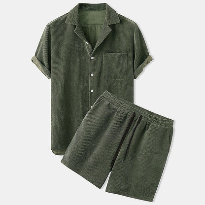 Geribbelde Herenset Met Short En Shirt – Luchtig, Stretch & Zomercomfort Voor Voorjaar & Zomer