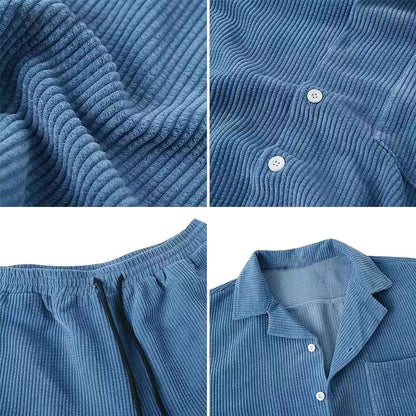 Geribbelde Herenset Met Short En Shirt – Luchtig, Stretch & Zomercomfort Voor Voorjaar & Zomer