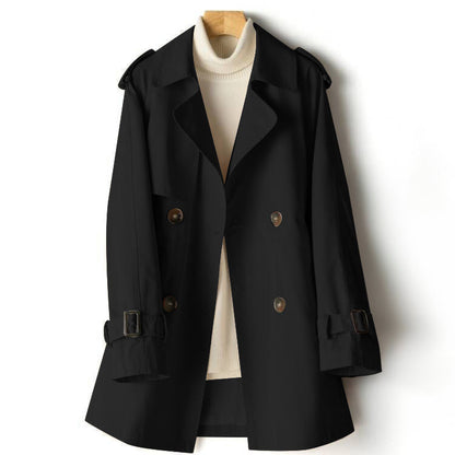 Korte Trenchcoat Met Taille-Accent En Dubbele Knopen – Stijlvolle Damesjas Voor Lente & Herfst
