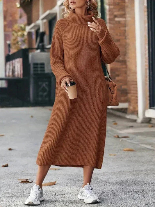 Dames Gebreide Coljurk Met Lange Mouwen En Asymmetrische Zoom – Voor Herfst En Winter