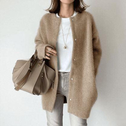 Cardigan Voor Dames – Zachte Lange Pasvorm, Ronde Hals & Drukknoopsluiting – Voorjaar, Zomer En Herfst