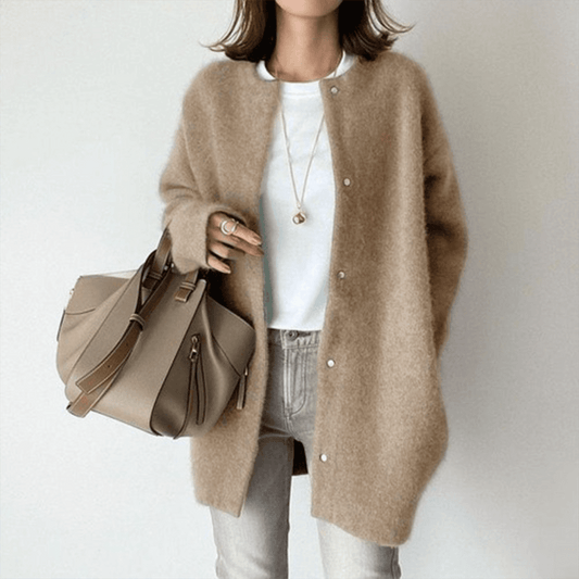 Cardigan Voor Dames – Zachte Lange Pasvorm, Ronde Hals & Drukknoopsluiting – Voorjaar, Zomer En Herfst