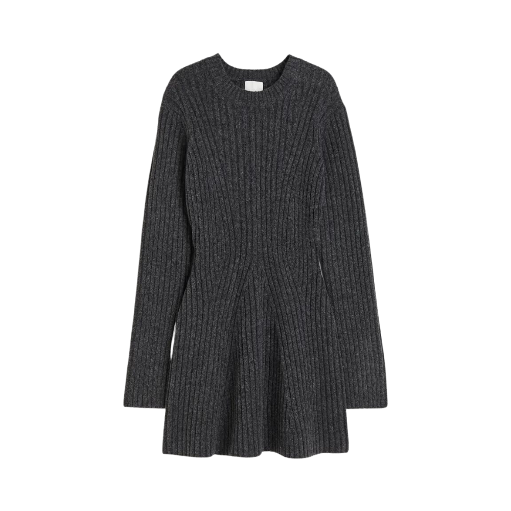 Dames Gebreide Mini-Jurk Met Lange Mouwen En Ronde Hals – Voor Herfst, Winter En Lente