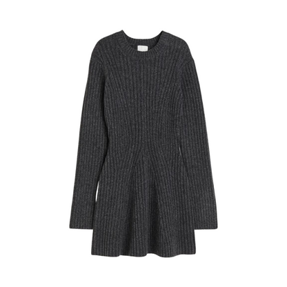 Dames Gebreide Mini-Jurk Met Lange Mouwen En Ronde Hals – Voor Herfst, Winter En Lente