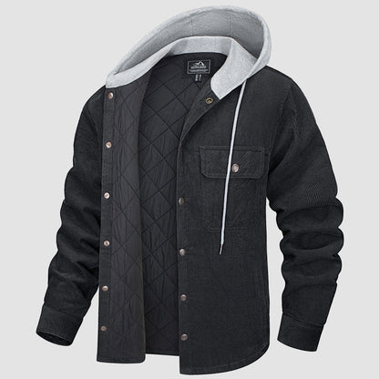 Herenjas Van Corduroy Met Capuchon – Gevoerd Overshirt Voor Casual Warmte En Stijl