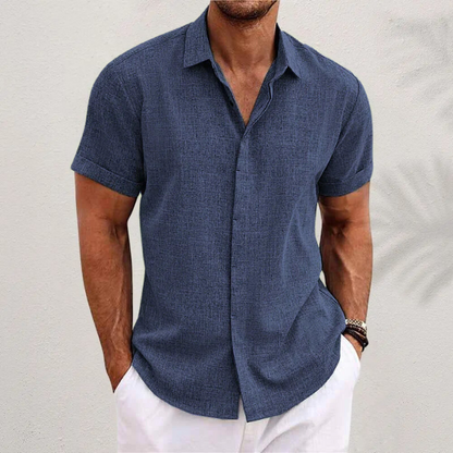 Heren Overhemd Korte Mouw Met Textuur – Ademend, Casual & Perfect Voor Zomer En Lente