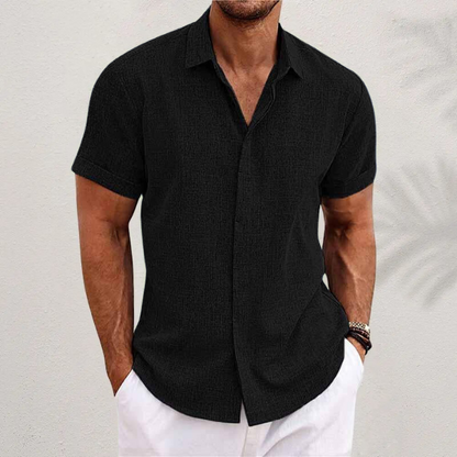 Heren Overhemd Korte Mouw Met Textuur – Ademend, Casual & Perfect Voor Zomer En Lente