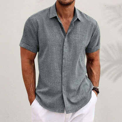 Heren Overhemd Korte Mouw Met Textuur – Ademend, Casual & Perfect Voor Zomer En Lente