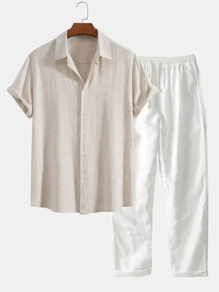 Zomerse Herenset Met Losvallend Overhemd – Ademend, Casual & Compleet Voor Voorjaar & Zomer