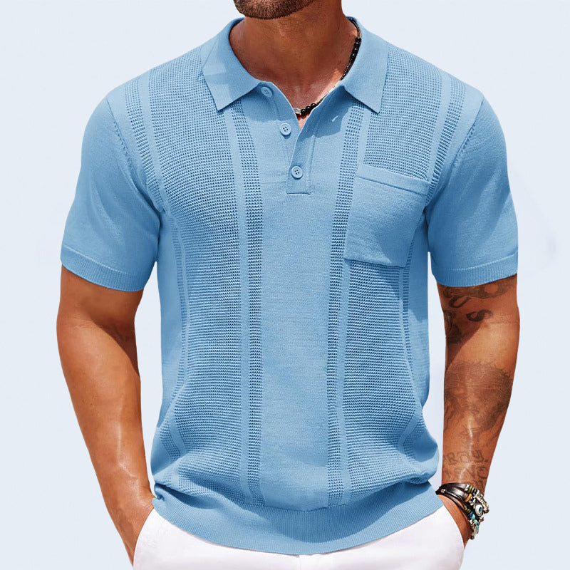 Herenpolo Met Borstzak – Ademend, Textuur & Stretchcomfort Voor Voorjaar & Zomer