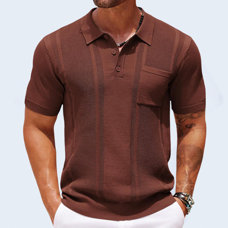 Herenpolo Met Borstzak – Ademend, Textuur & Stretchcomfort Voor Voorjaar & Zomer